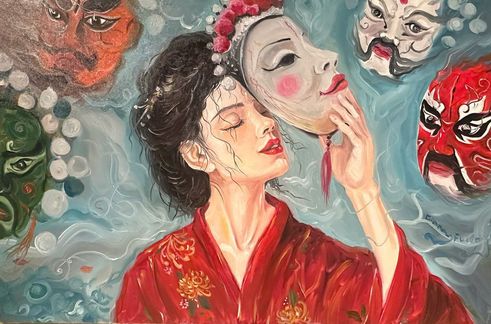 “Thoát vai” – một người phụ nữ hạ chiếc mặt nạ tuồng khỏi gương mặt mình